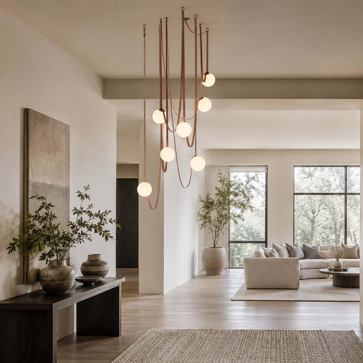 Lustre LED moderne à lumières en cascade pour le salon
