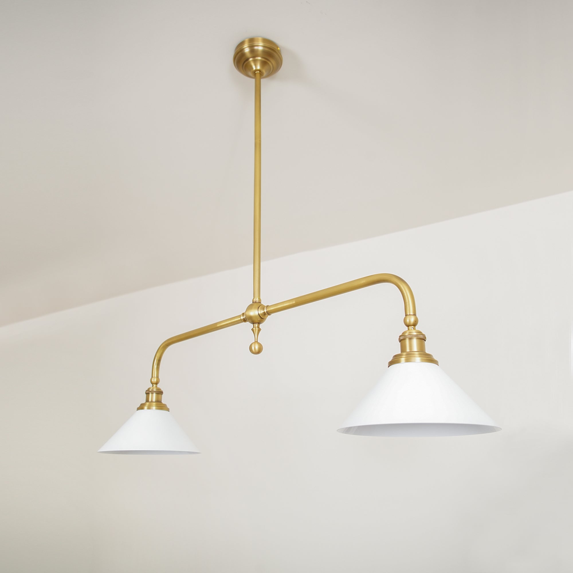 Brass Swing Arm Double Pendant Light