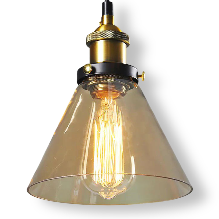 Tinted glass hanging pendant light with brass fitting