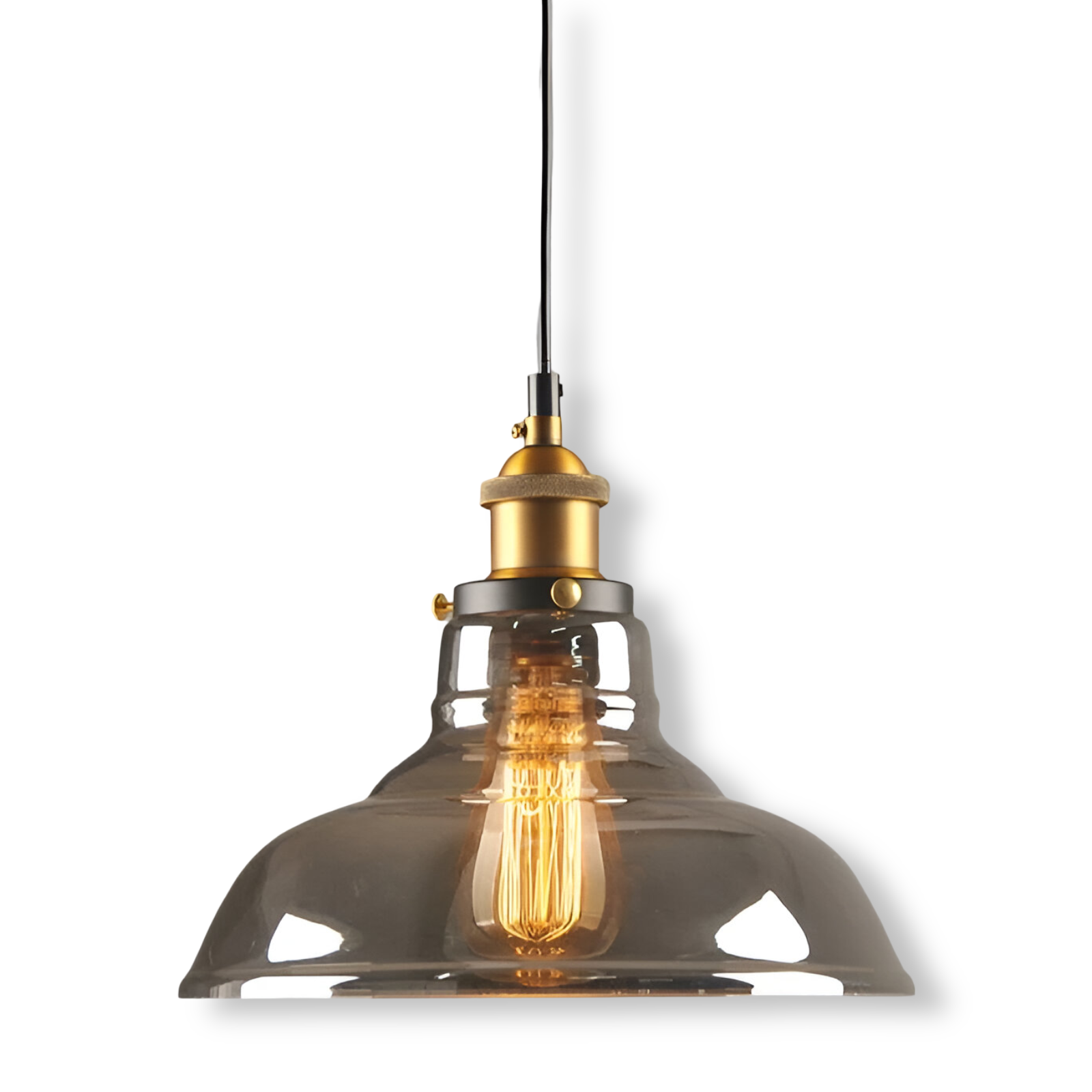 Tinted glass hanging pendant light with brass fitting
