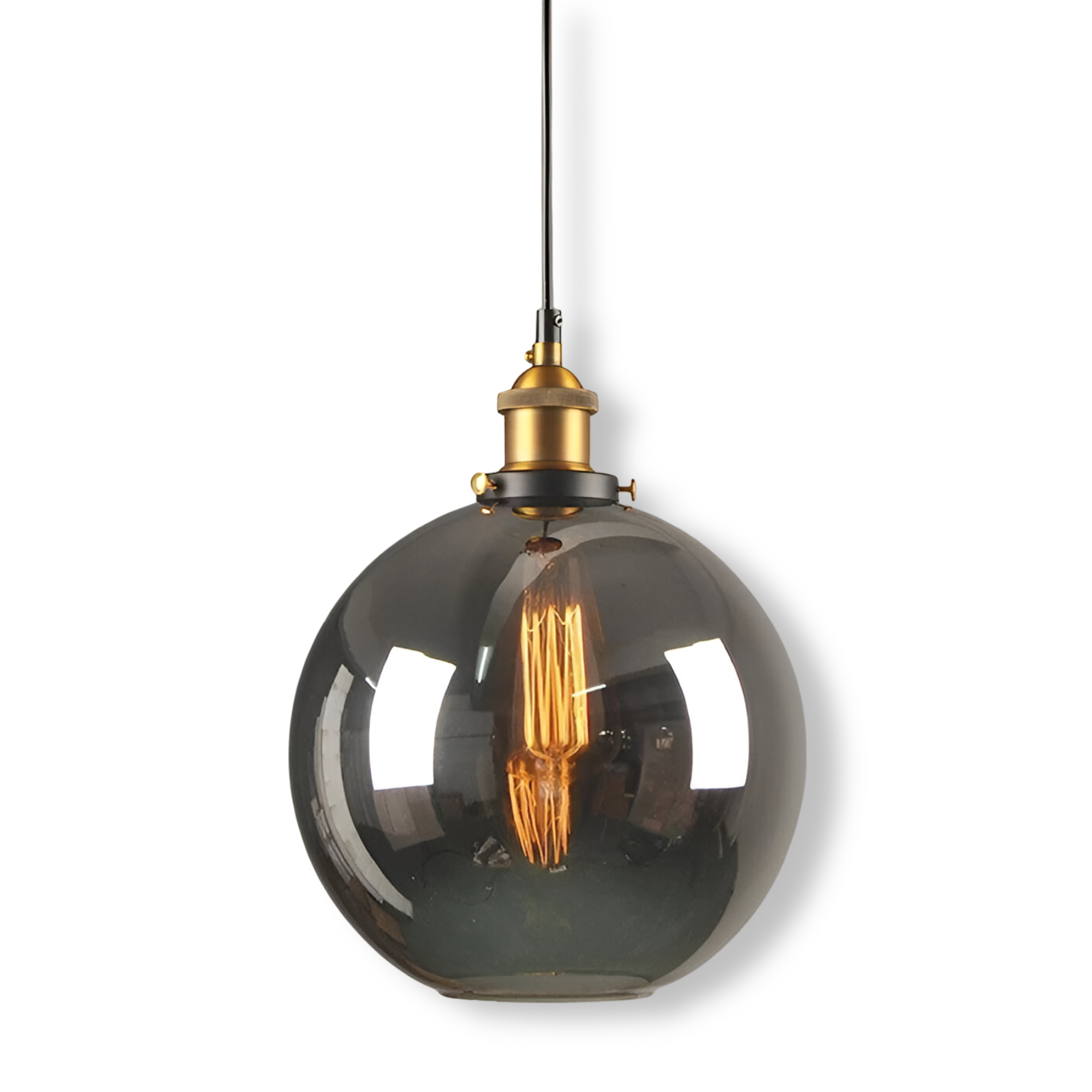 Tinted glass hanging pendant light with brass fitting