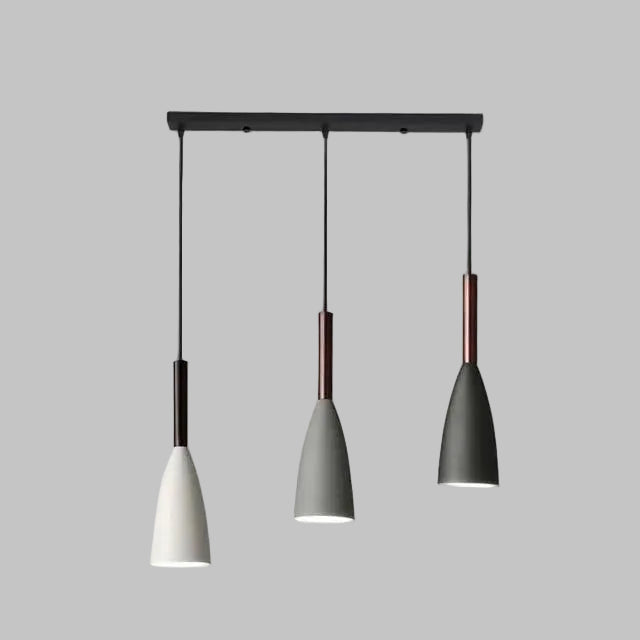Three-Light Kitchen Ceiling Pendant with Tapered Metal Shades