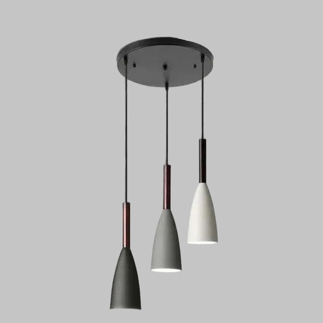 Three-Light Kitchen Ceiling Pendant with Tapered Metal Shades