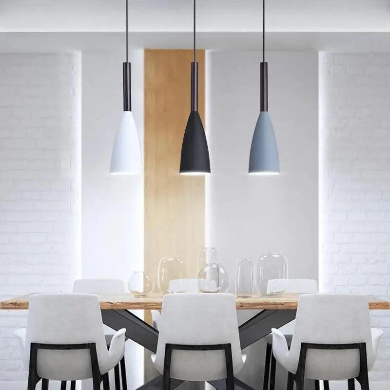 Three-Light Kitchen Ceiling Pendant with Tapered Metal Shades