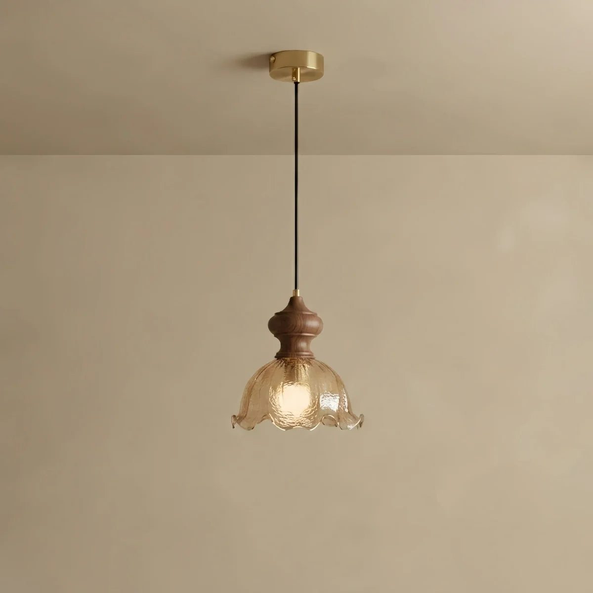 Vintage Bar Pendant Light with Rippled Glass Shade