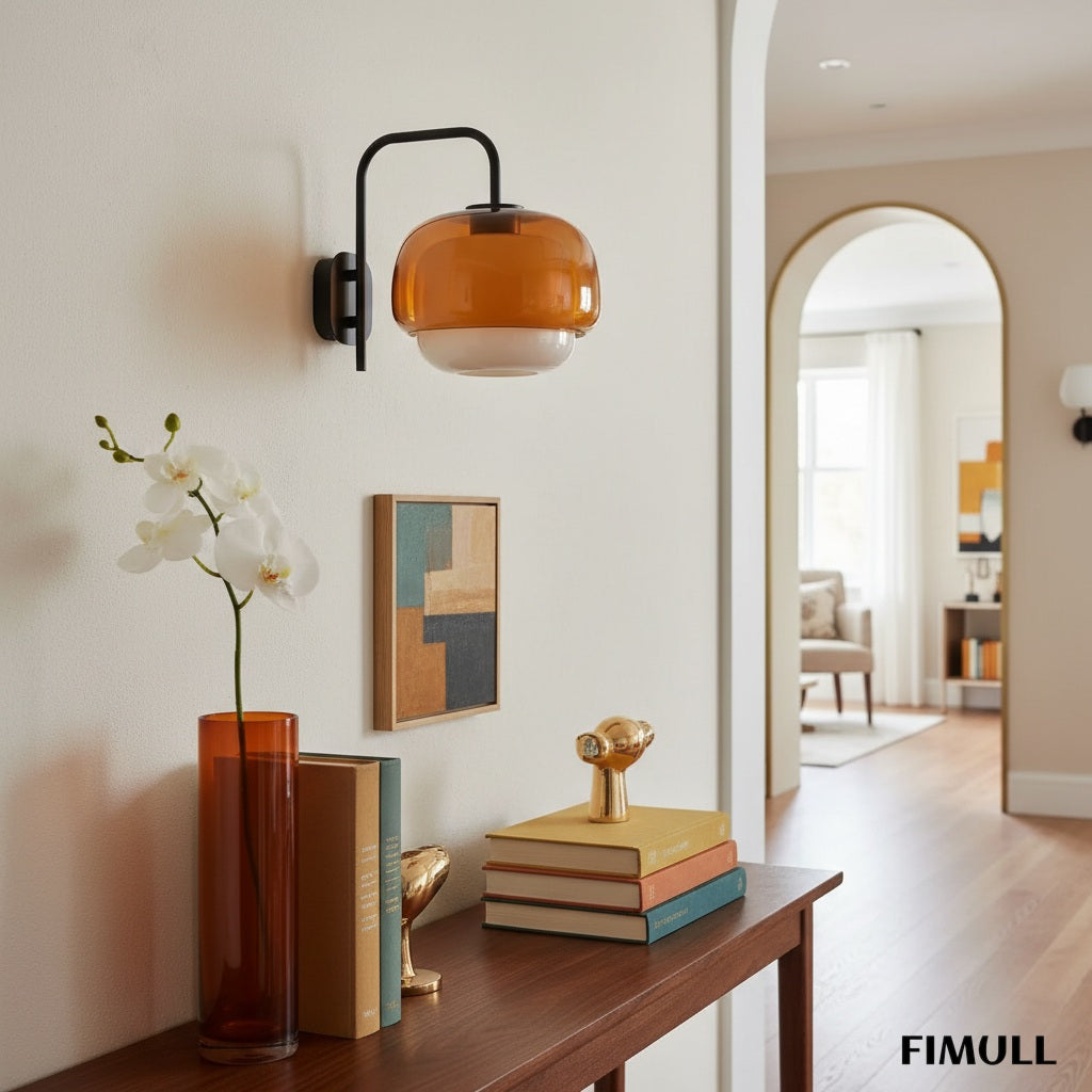 Vintage Bauhaus Glass Wall Lamp for Bedroom Hallway