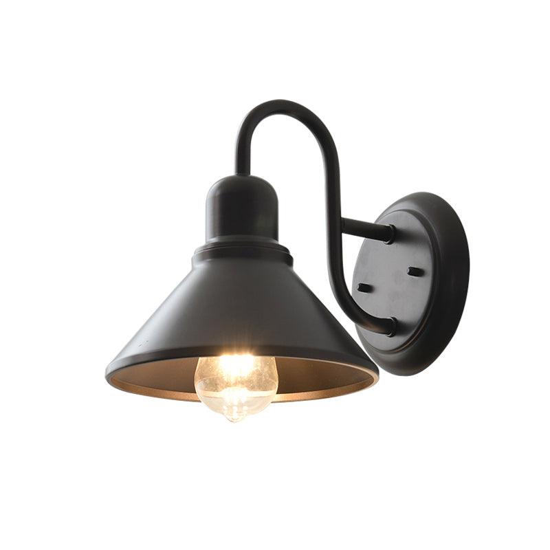 Applique murale d'extérieur vintage noire avec abat-jour de grange, IP65