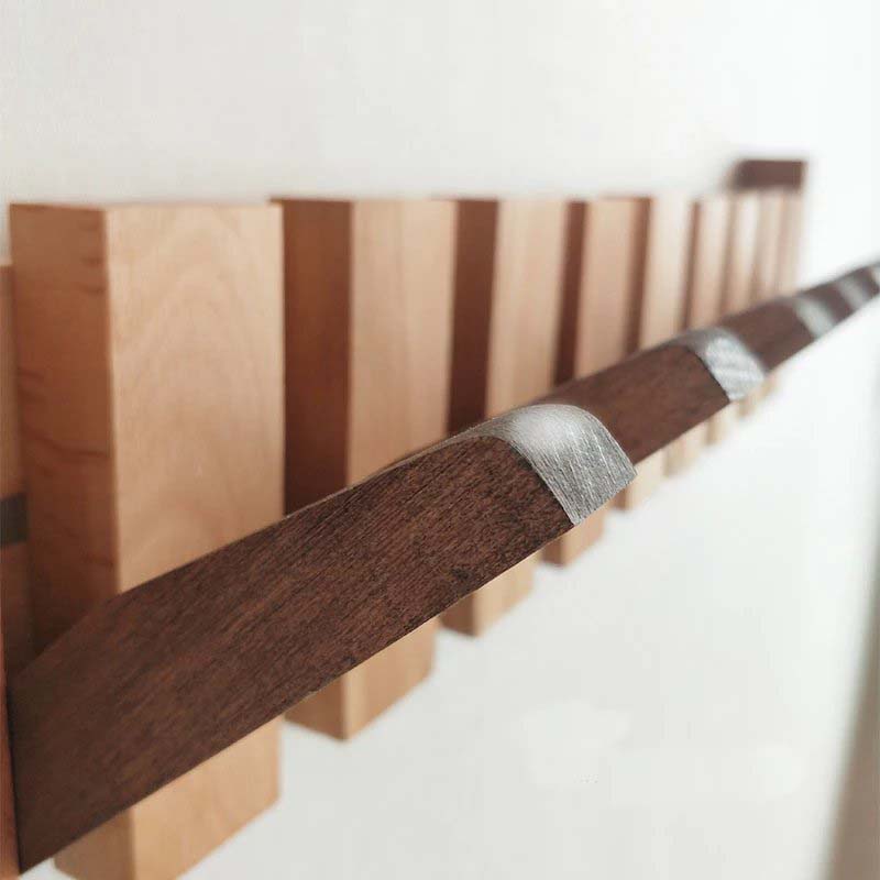 Wood Wall Hook Rack With Foldable Hooks Natural Finish