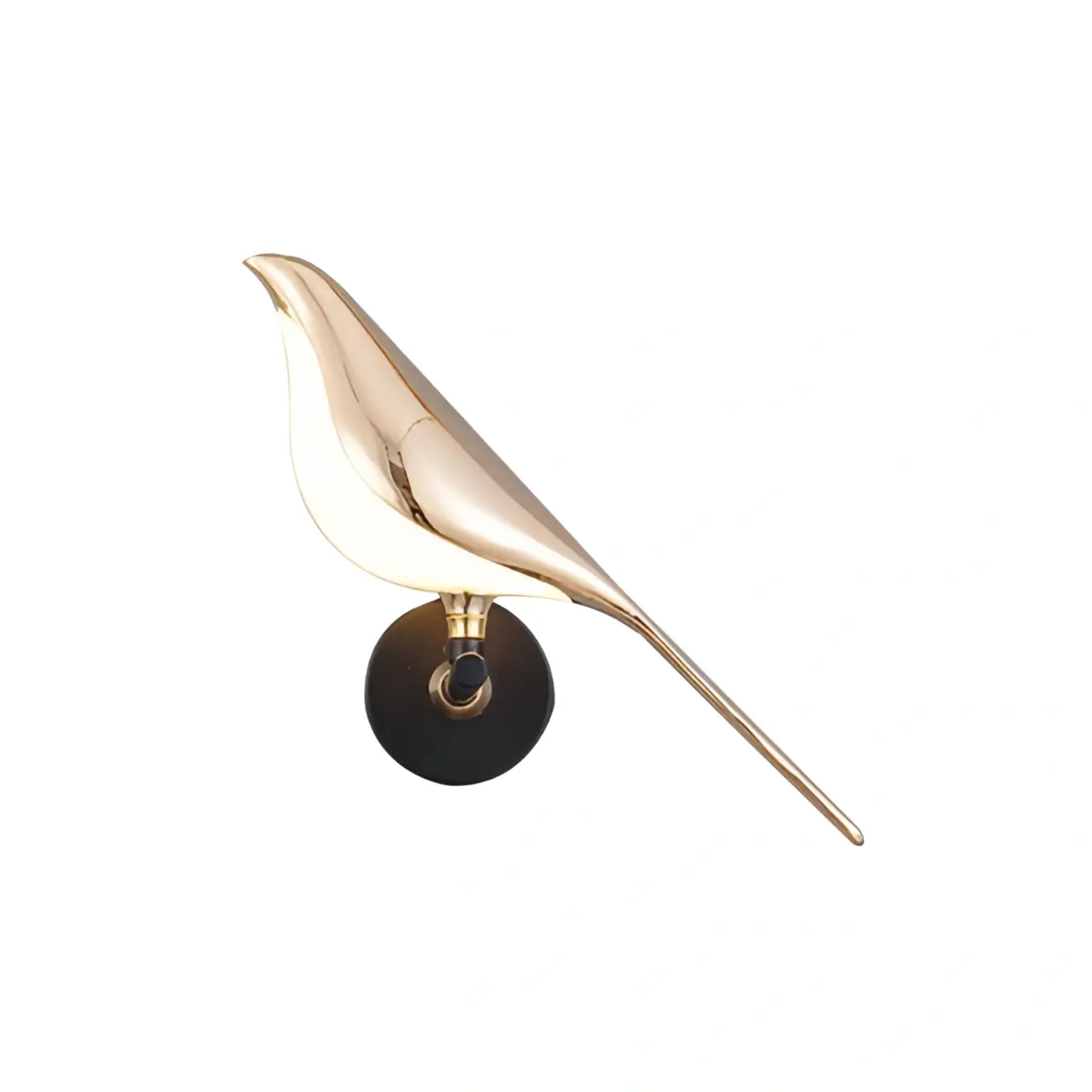 Applique murale LED noire et dorée au design d'oiseau moderne pour chambre à coucher