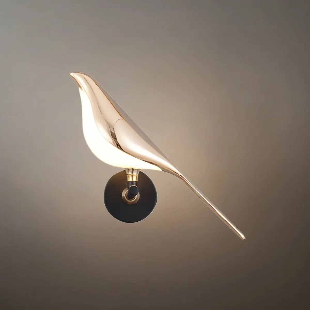Applique murale LED noire et dorée au design d'oiseau moderne pour chambre à coucher