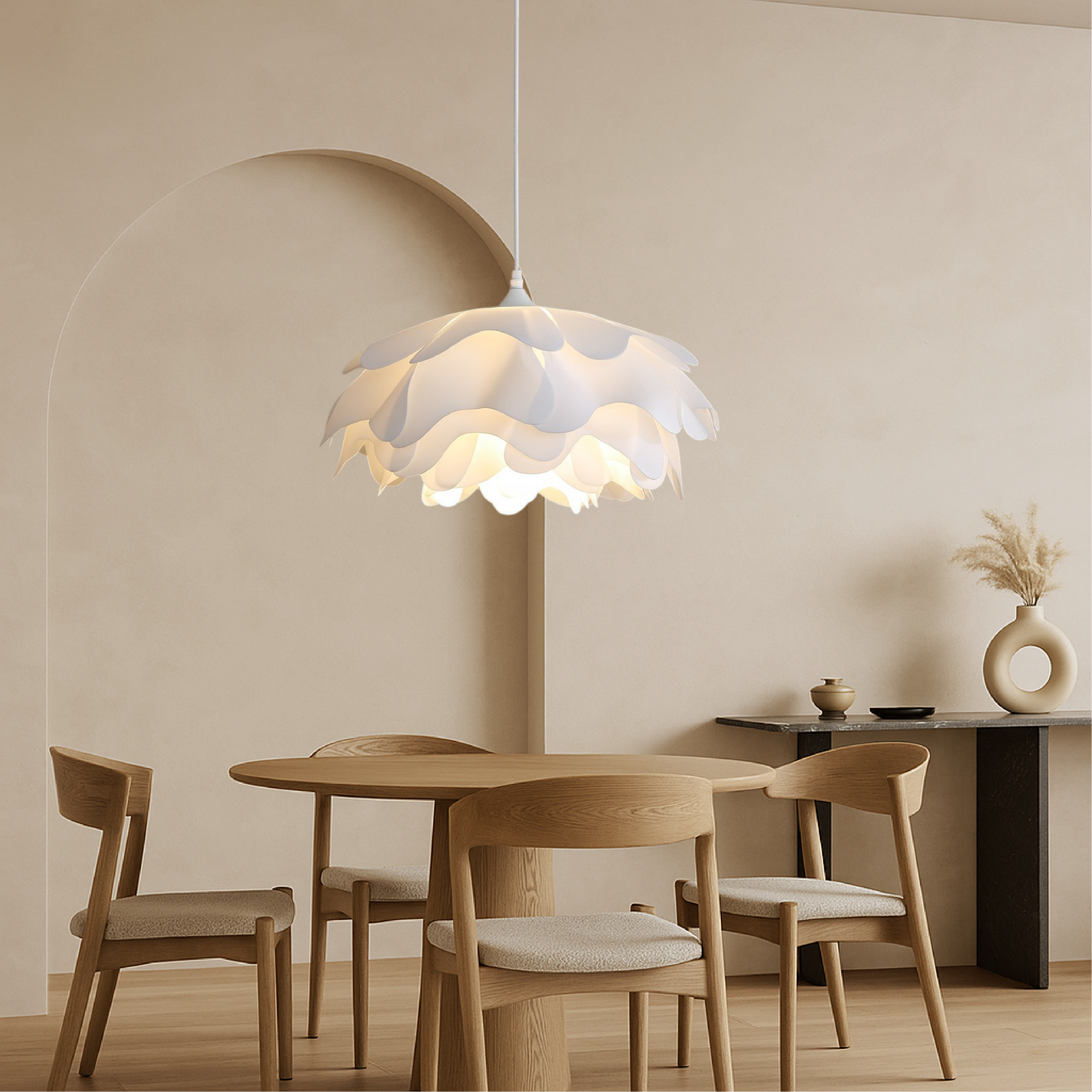 White Flower Shade Pendant Light