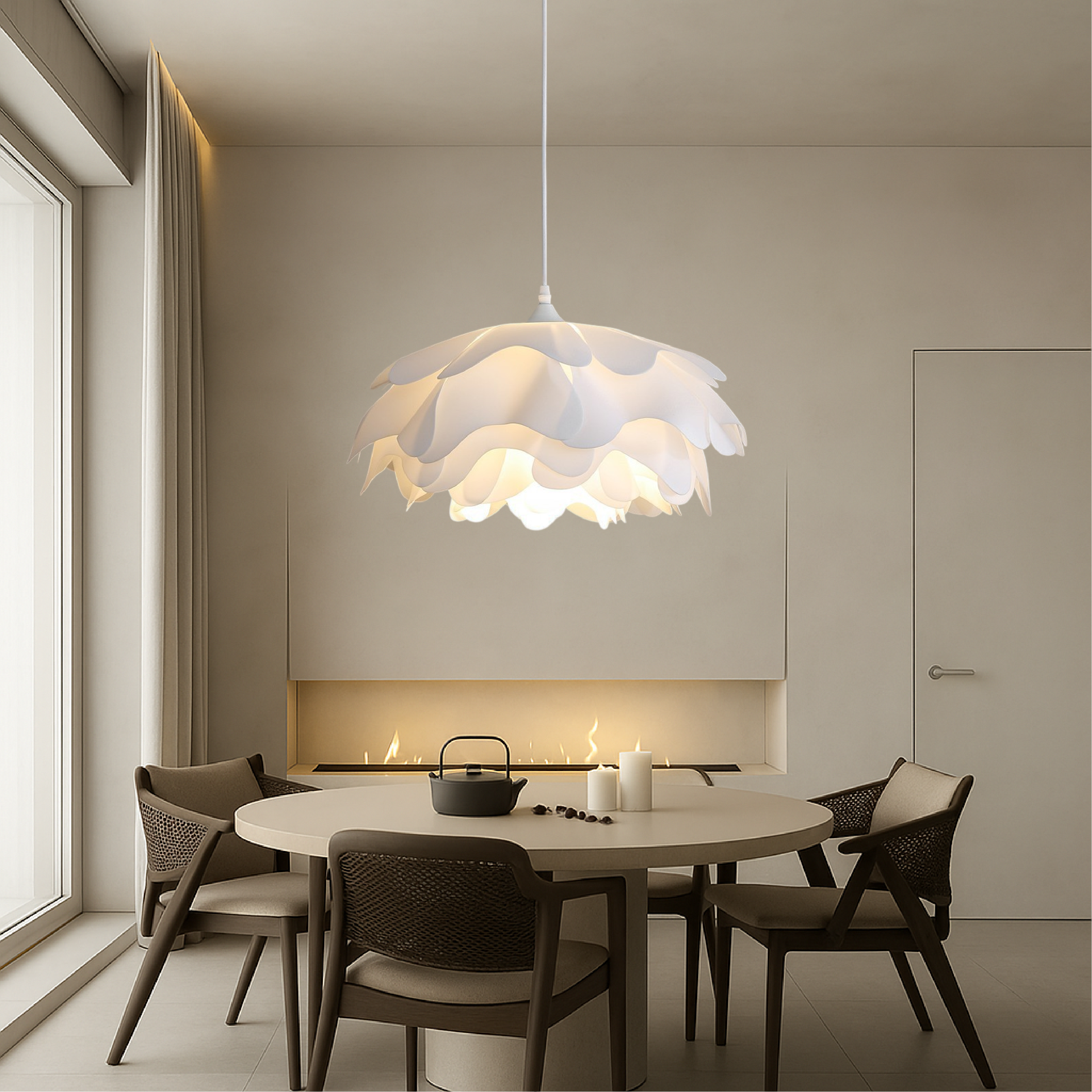 White Flower Shade Pendant Light