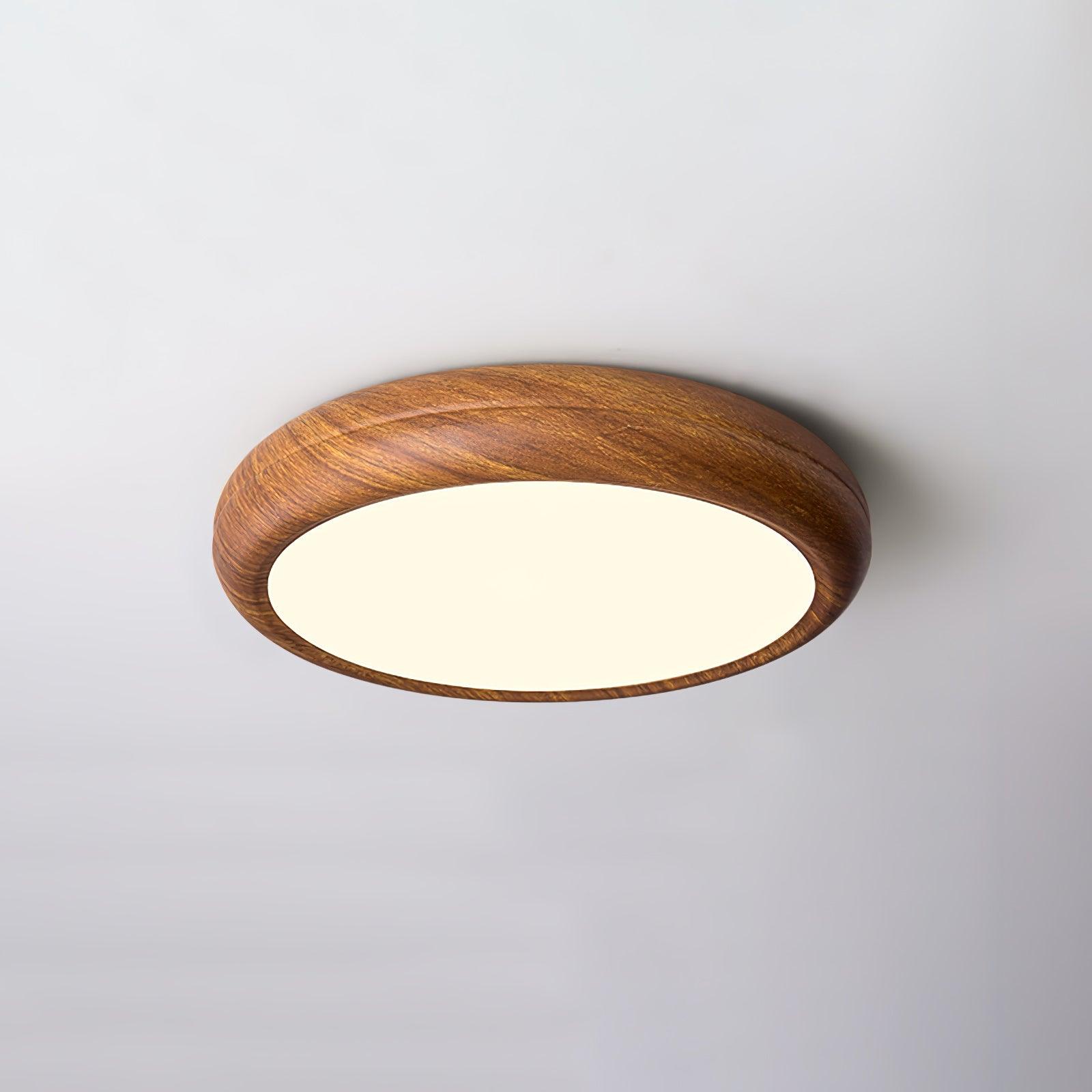 Woodgrain Round Flush Mount Ceiling Light