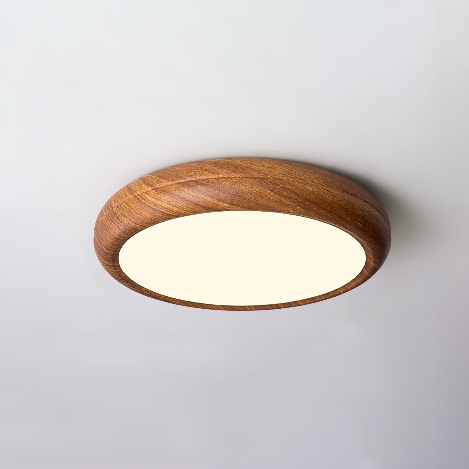 Woodgrain Round Flush Mount Ceiling Light
