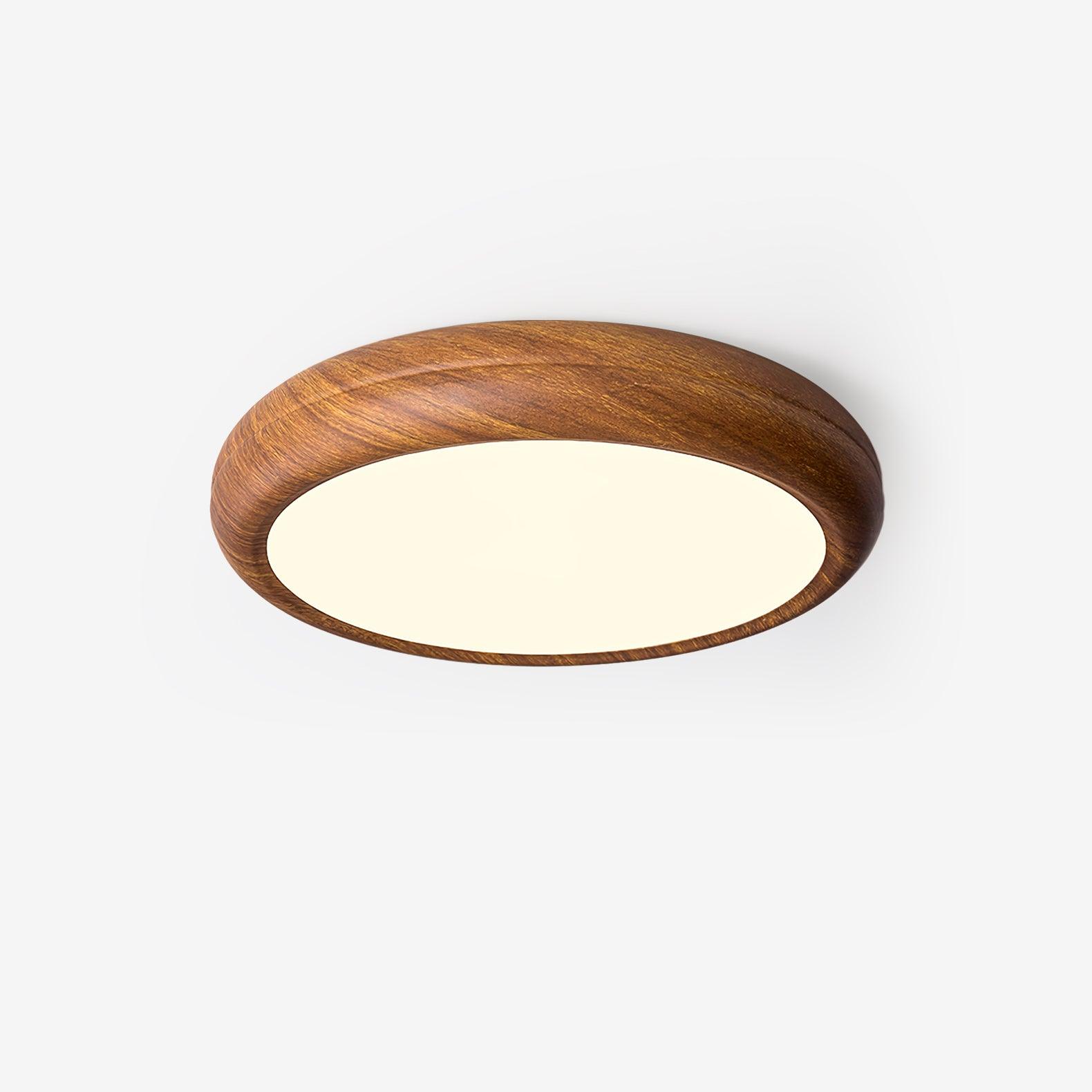 Woodgrain Round Flush Mount Ceiling Light