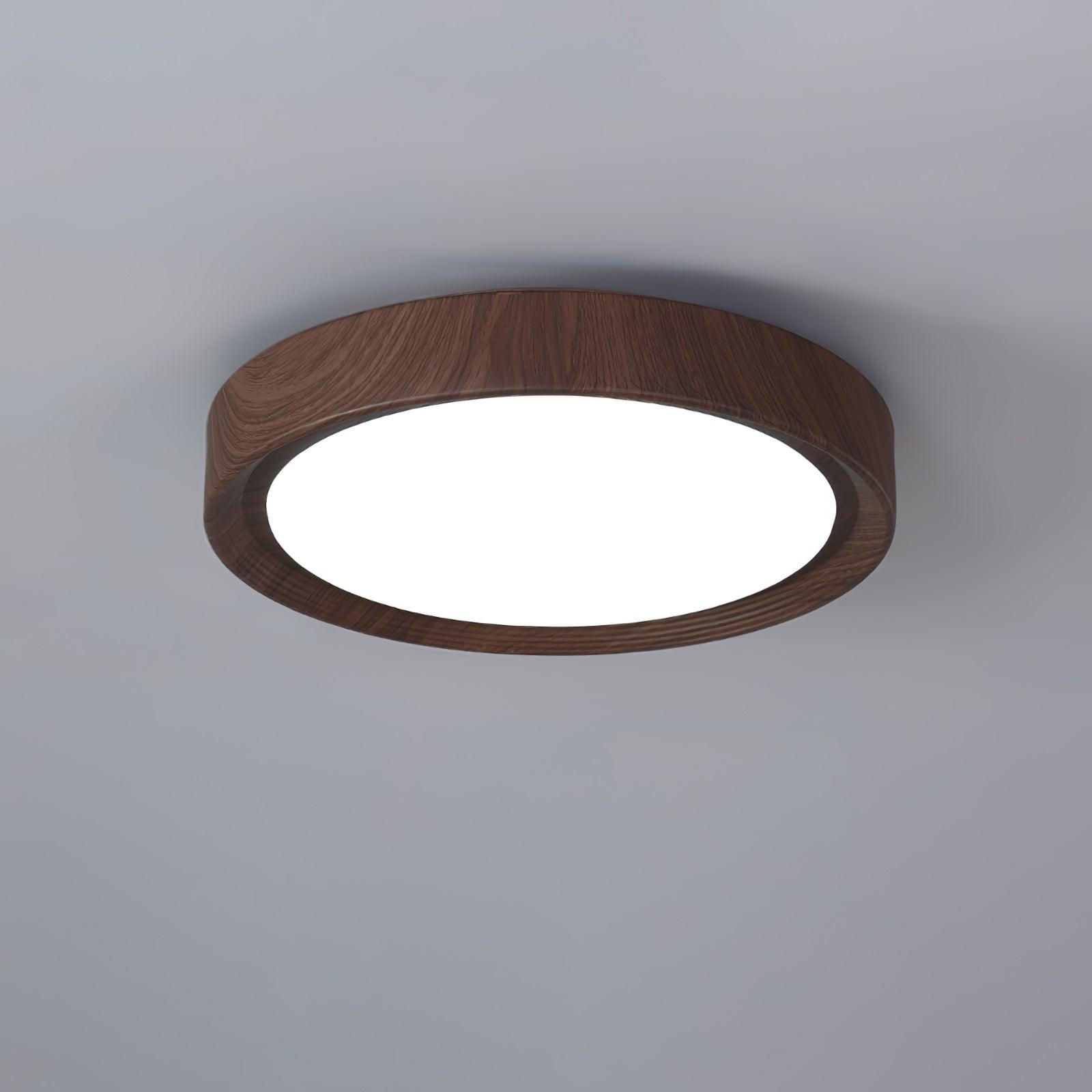 Woodgrain Round Flush Mount Ceiling Light