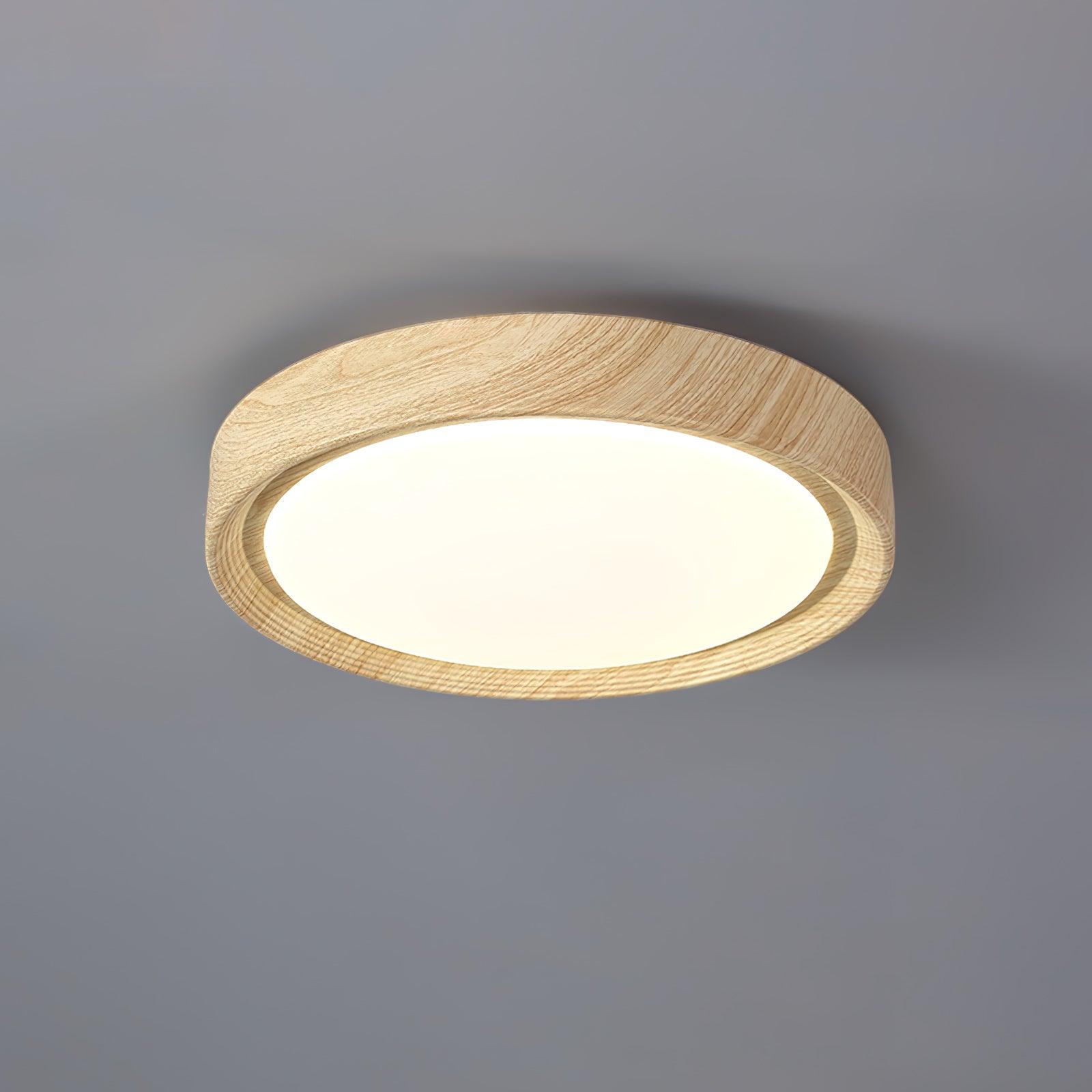 Woodgrain Round Flush Mount Ceiling Light