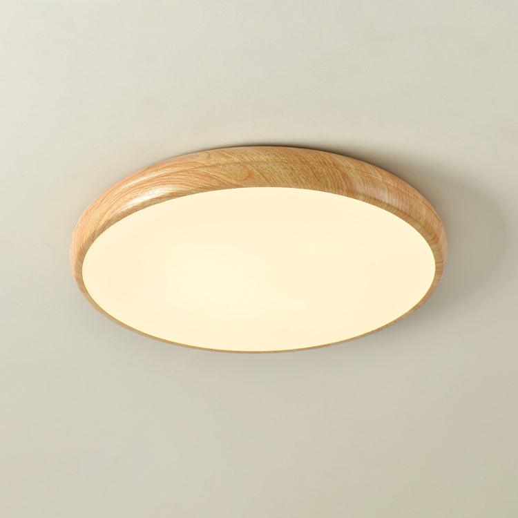 Woodgrain Round Flush Mount Ceiling Light