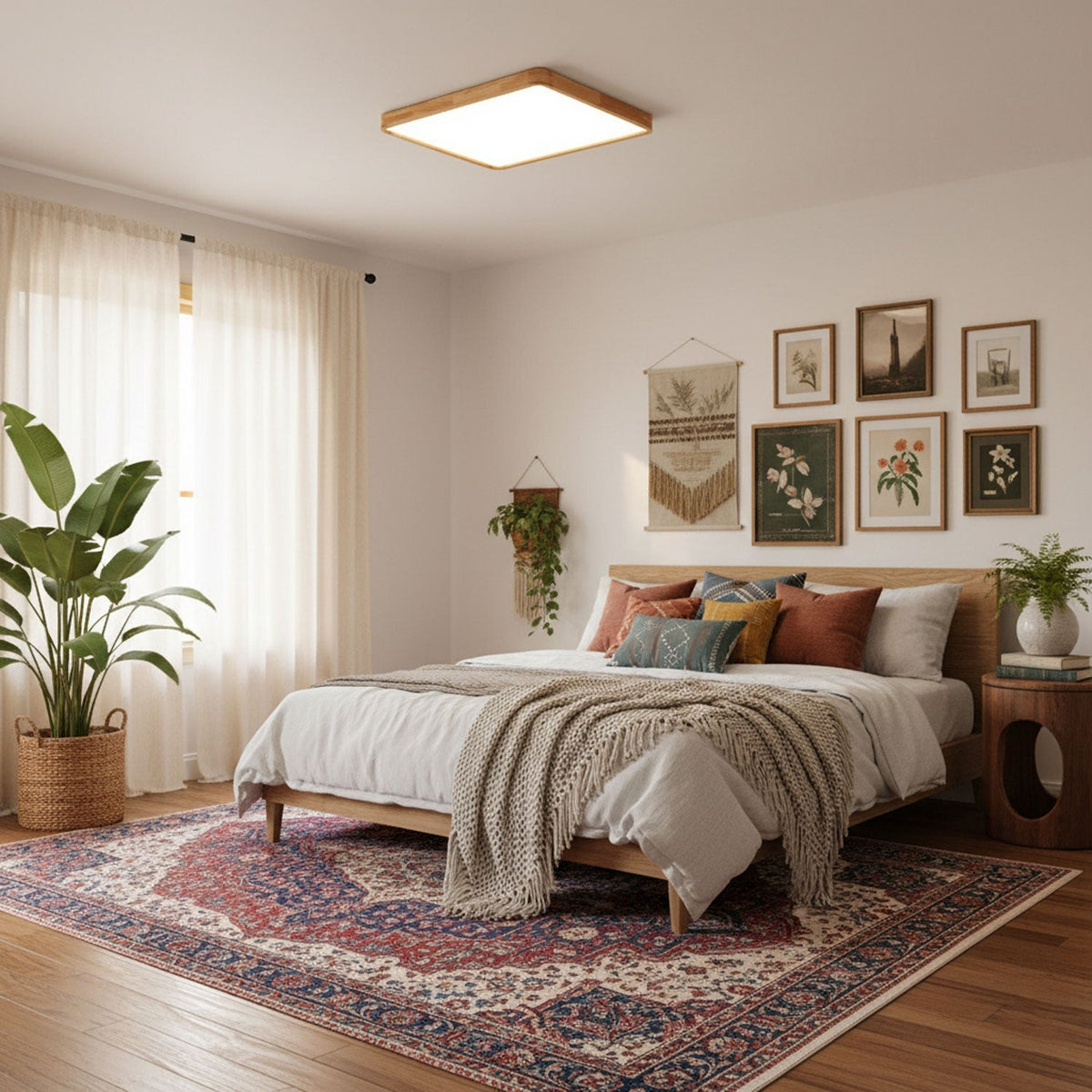 Wooden Geometric LED Ceiling Light