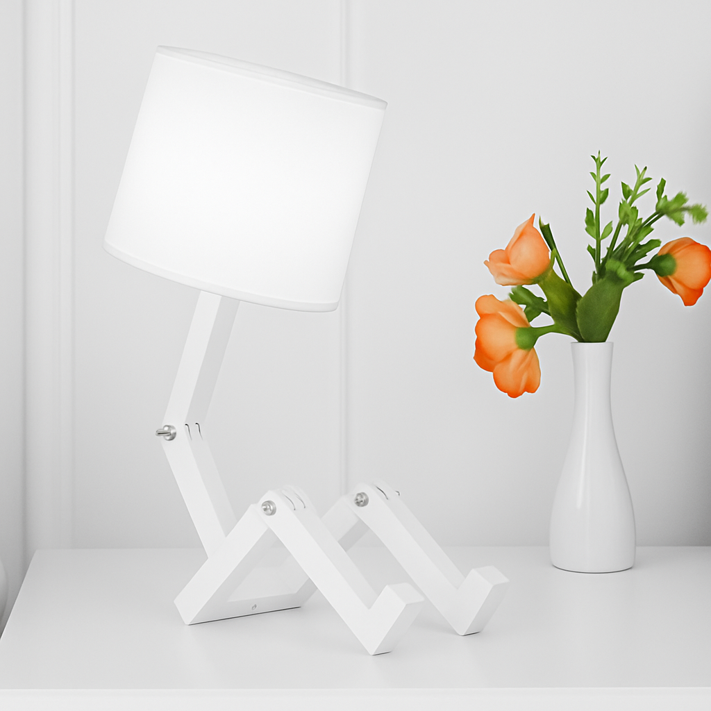 Adjustable wooden desk lamp