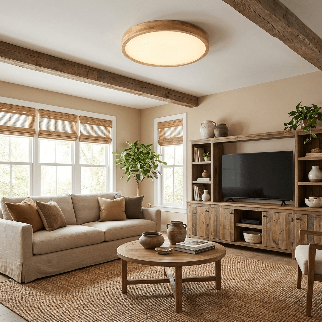 Wooden Geometric LED Ceiling Light