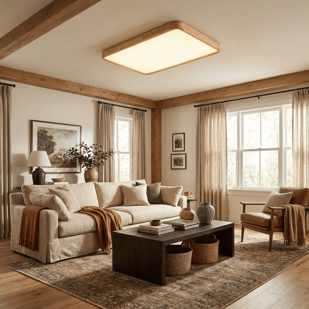 Wooden Geometric LED Ceiling Light