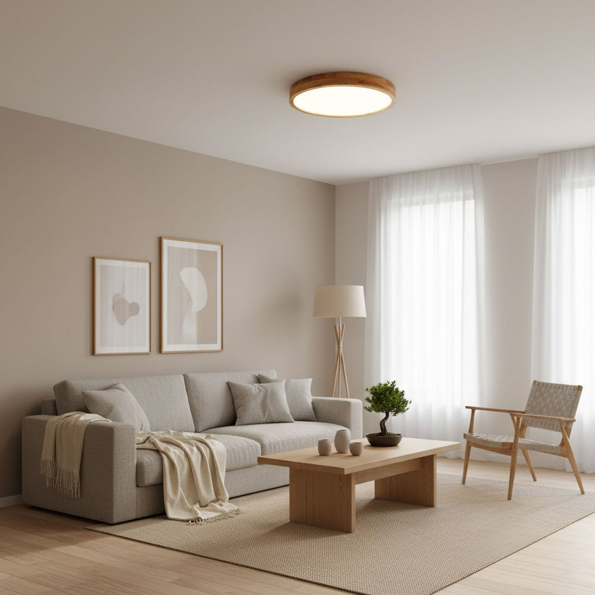 Wooden Geometric LED Ceiling Light