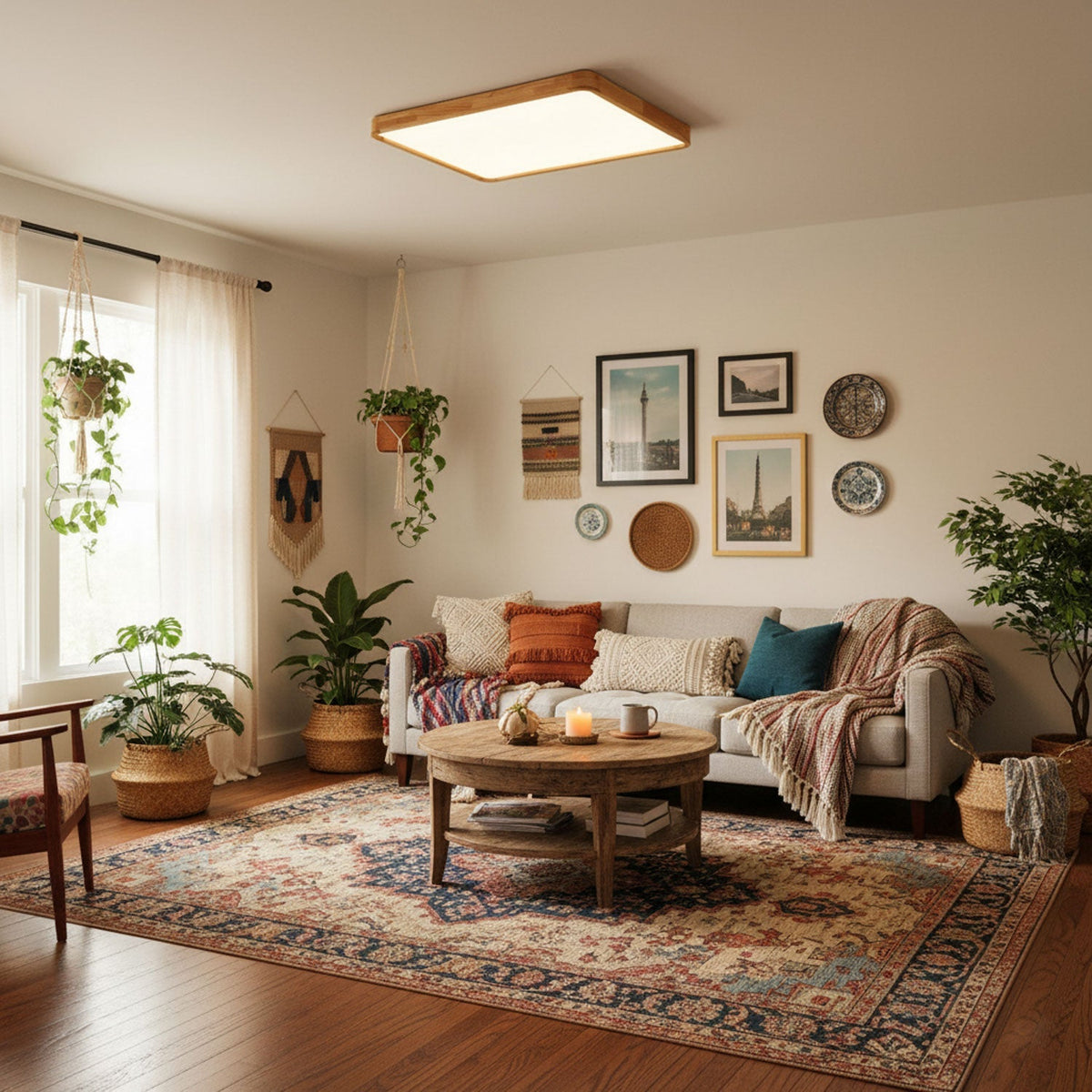 Wooden Geometric LED Ceiling Light