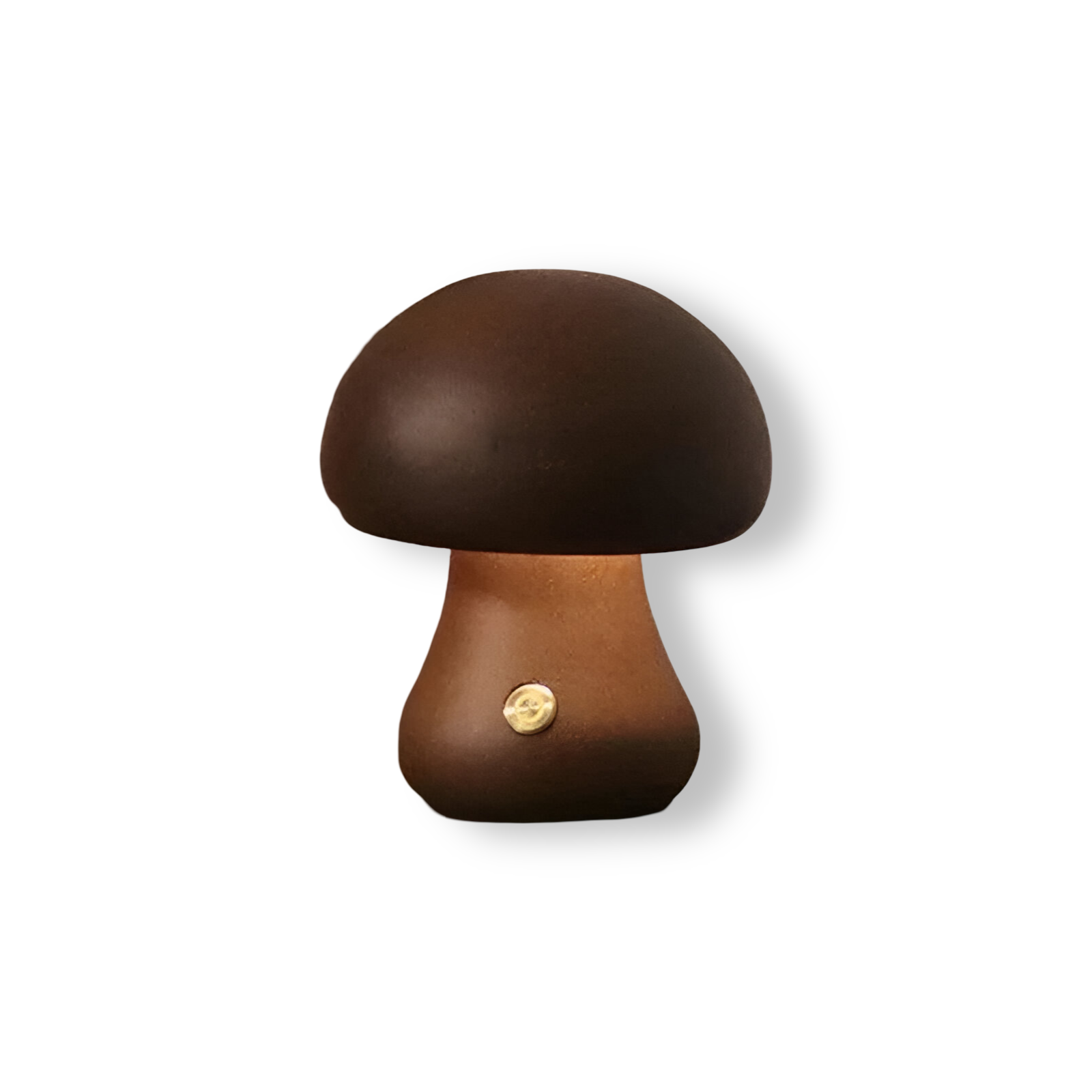 Wooden mushroom shaped bedside light with a push-button switch