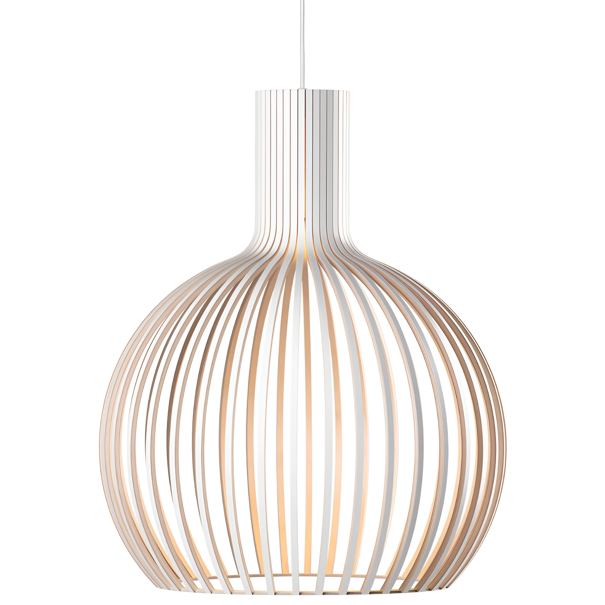 Wooden pendant light with cage shaped shade