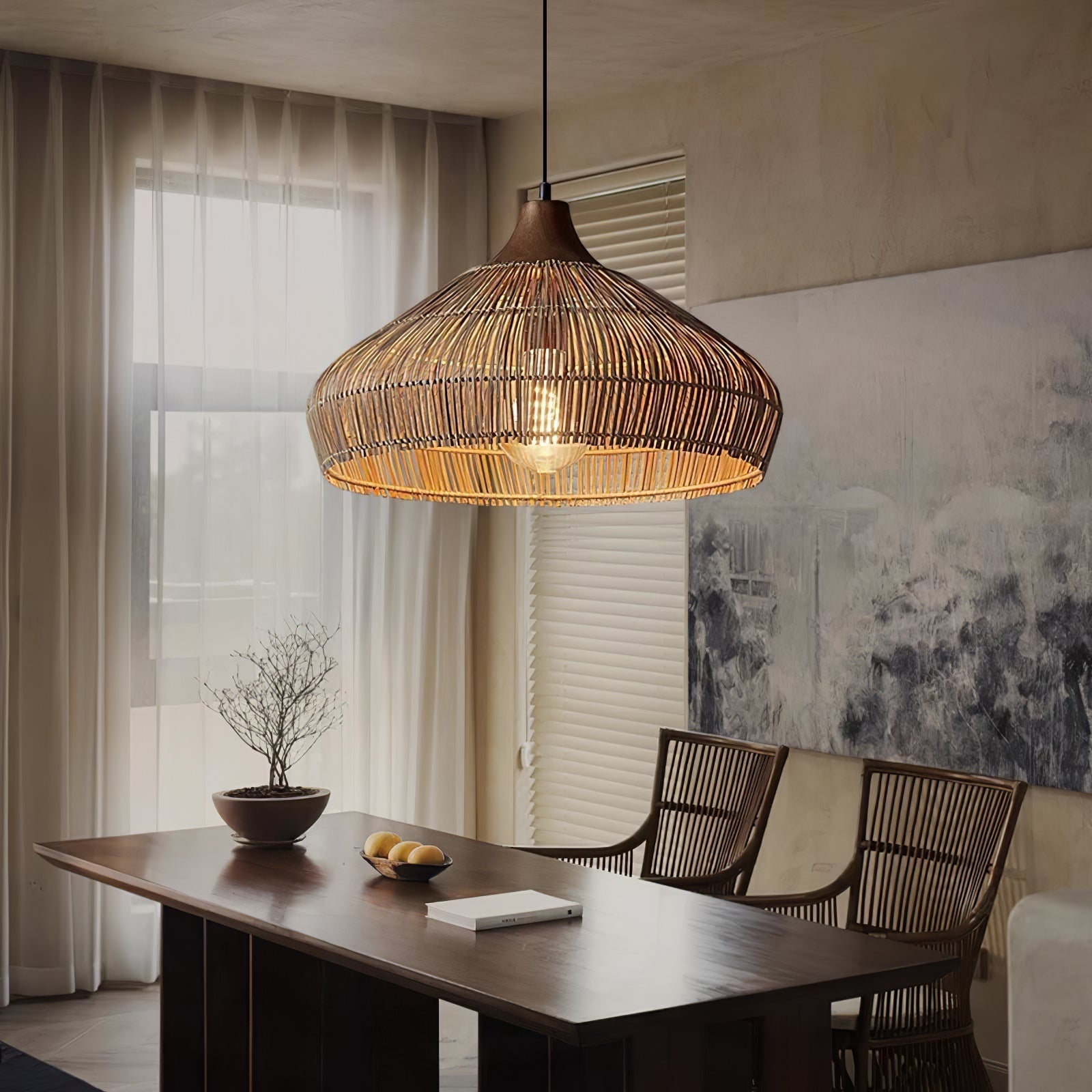 Woven Rattan Pendant Light