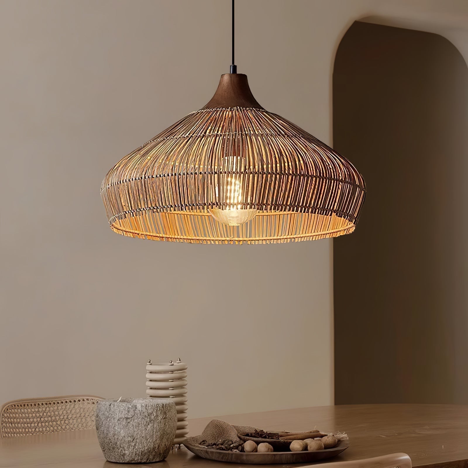Geweven Rieten Hanglamp