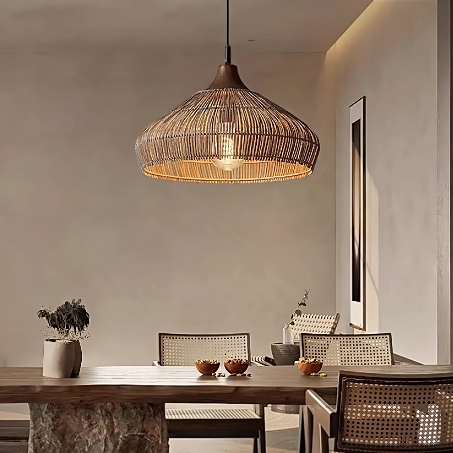 Geweven Rieten Hanglamp