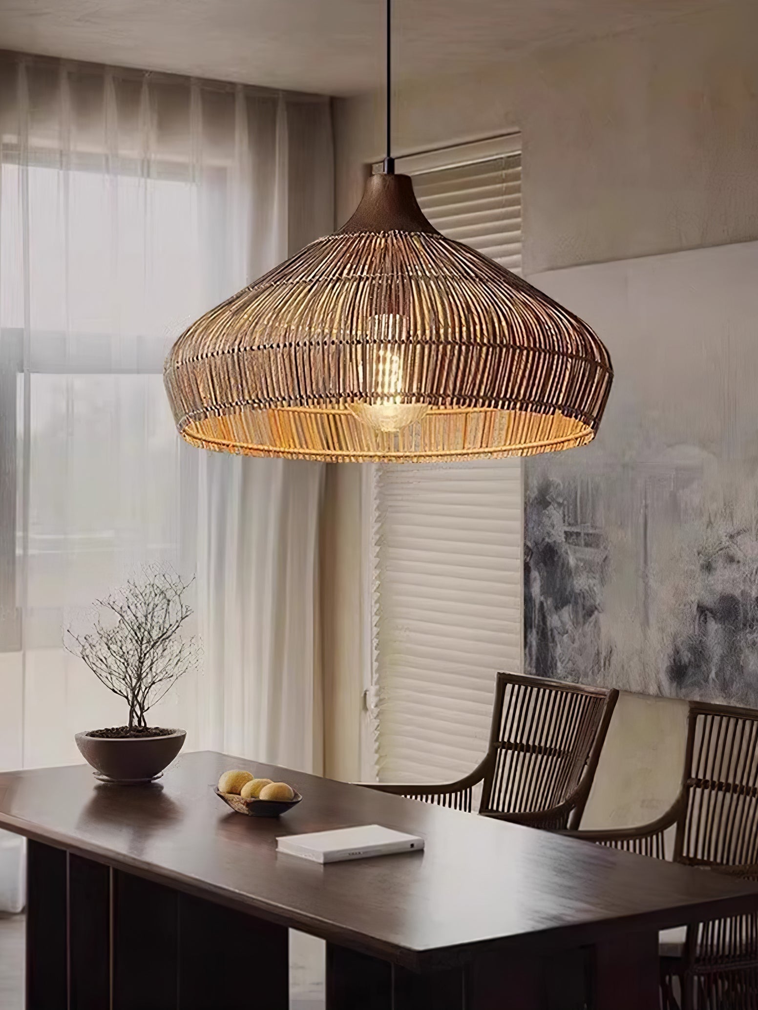 Geweven Rieten Hanglamp