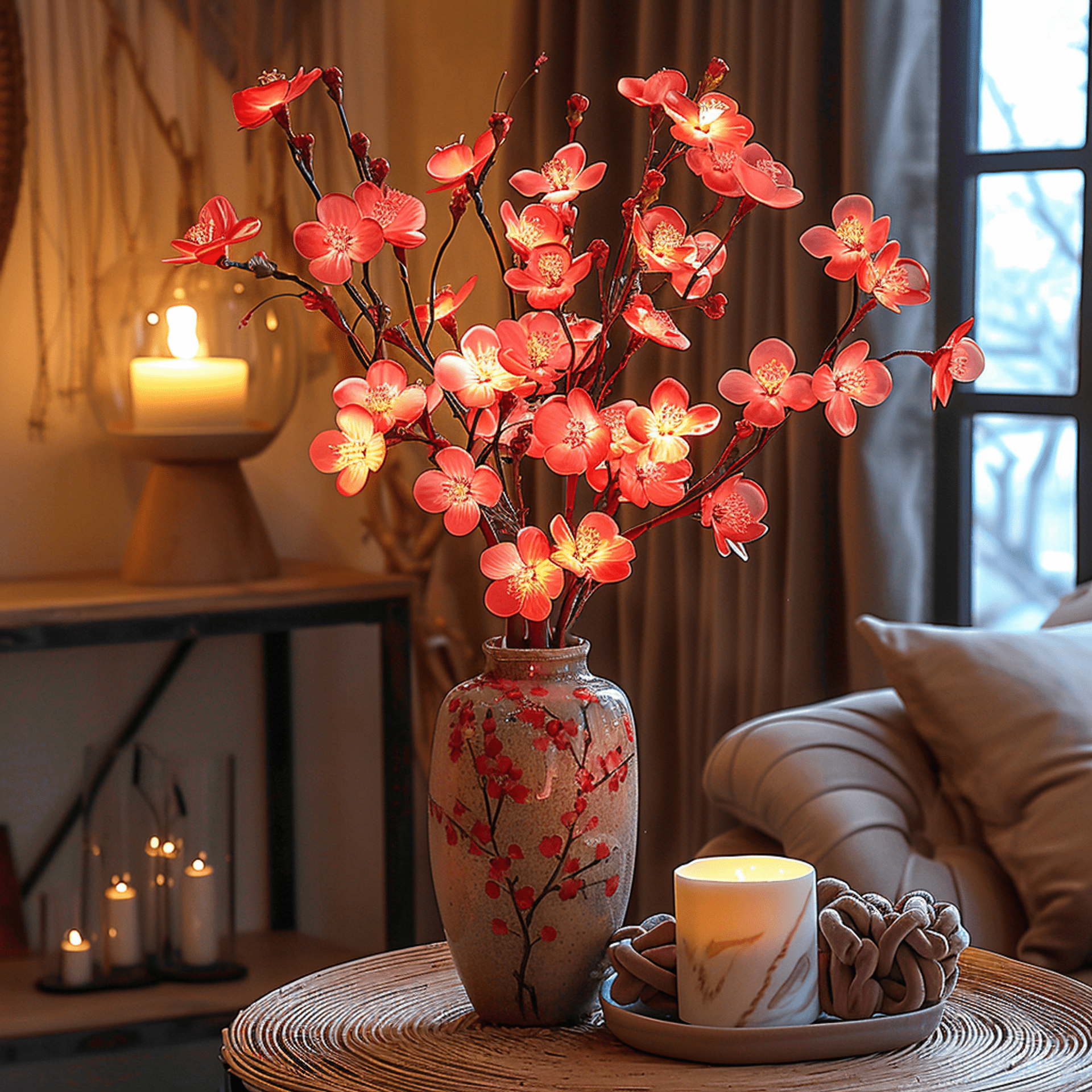 Illuminated Olive Branch & Cherry blossom Decor