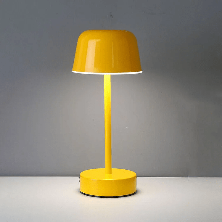 Minimal Metal Dome Table Lamp with Cylindrical Stem Base