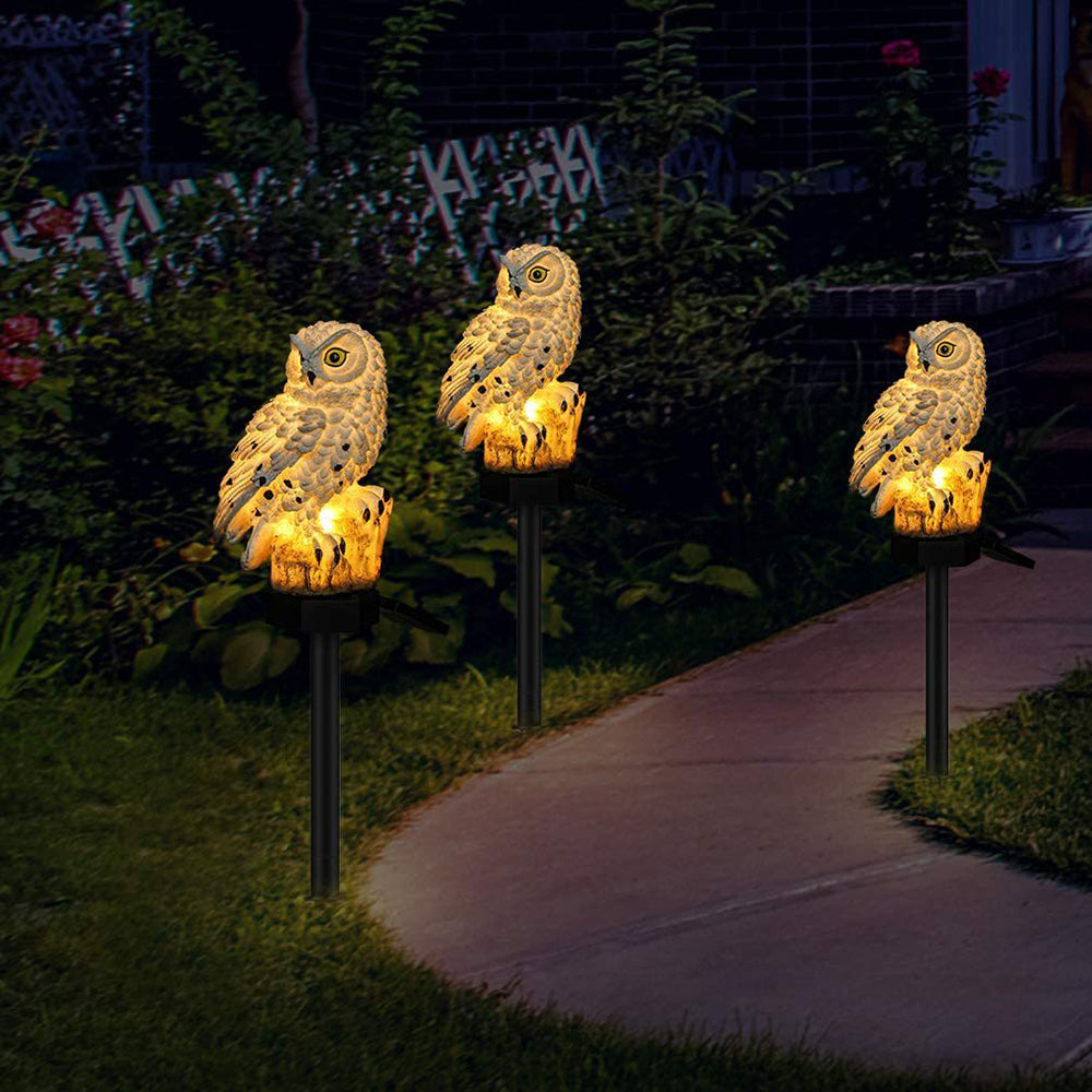 Solar Owl Shaped Plastic Garden Stake Light with Warm LED