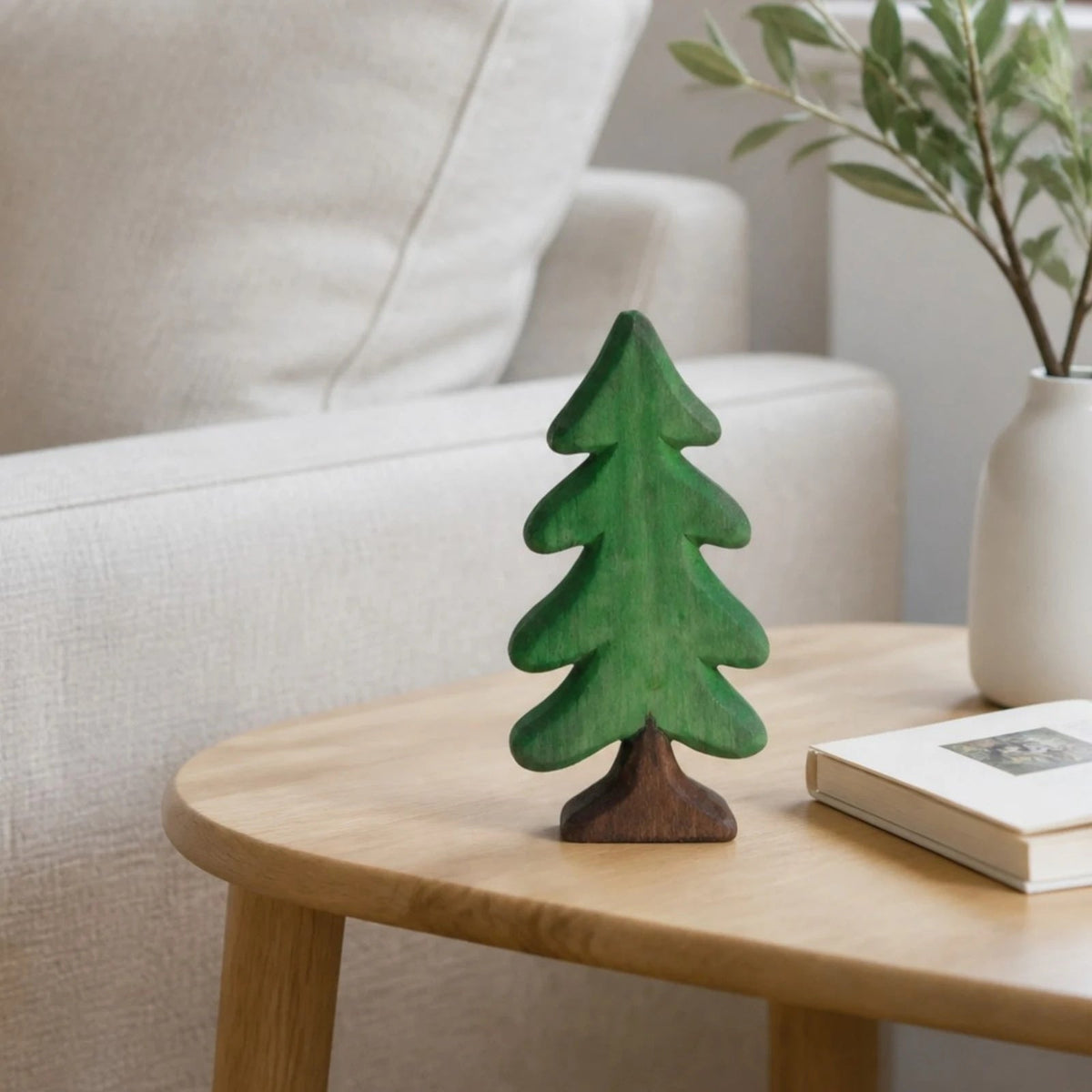 Whimsical Wooden Evergreen Tree Tabletop Decoration