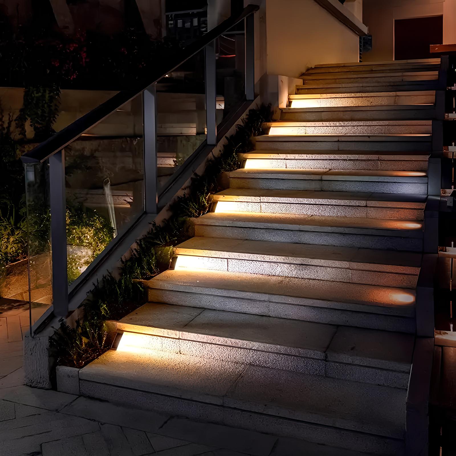 Outdoor Solar Powered LED Step Lights with Triangular Design