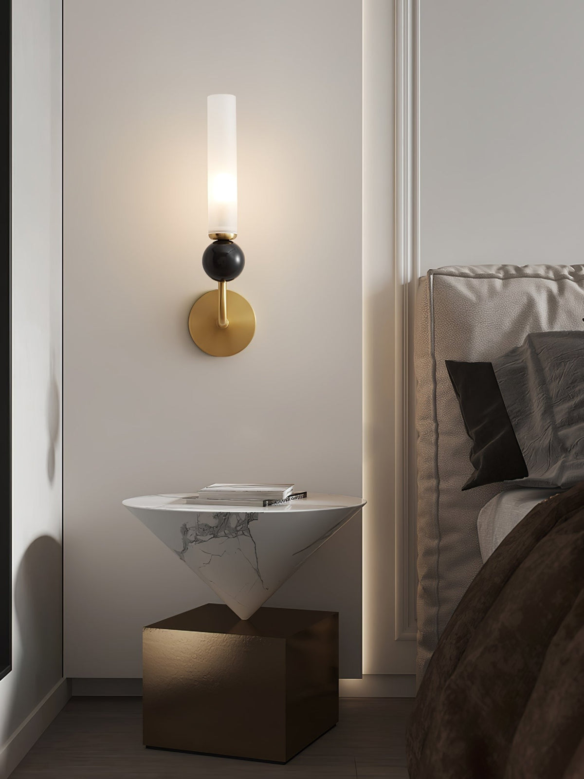 Applique murale moderne en marbre avec cadre en laiton massif