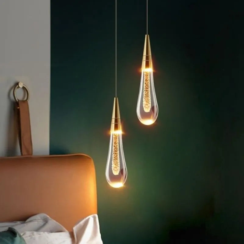 Modern Gold Teardrop Pendant Light Minimalist Hanging Fixture