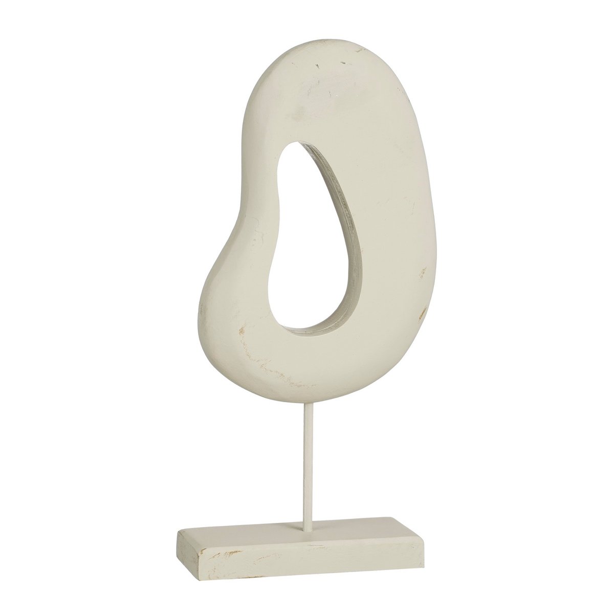 White Abstract Mangowood Table Ornament With Base