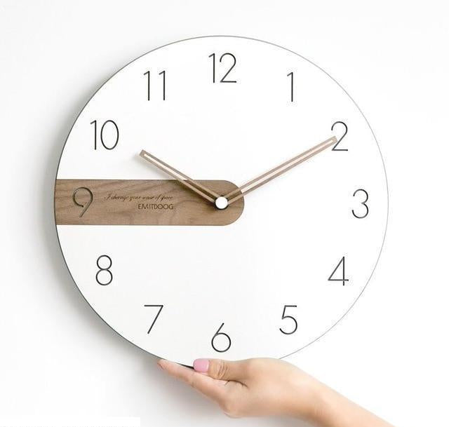 Classic Scandinavian Wall Clock With Wood Accent