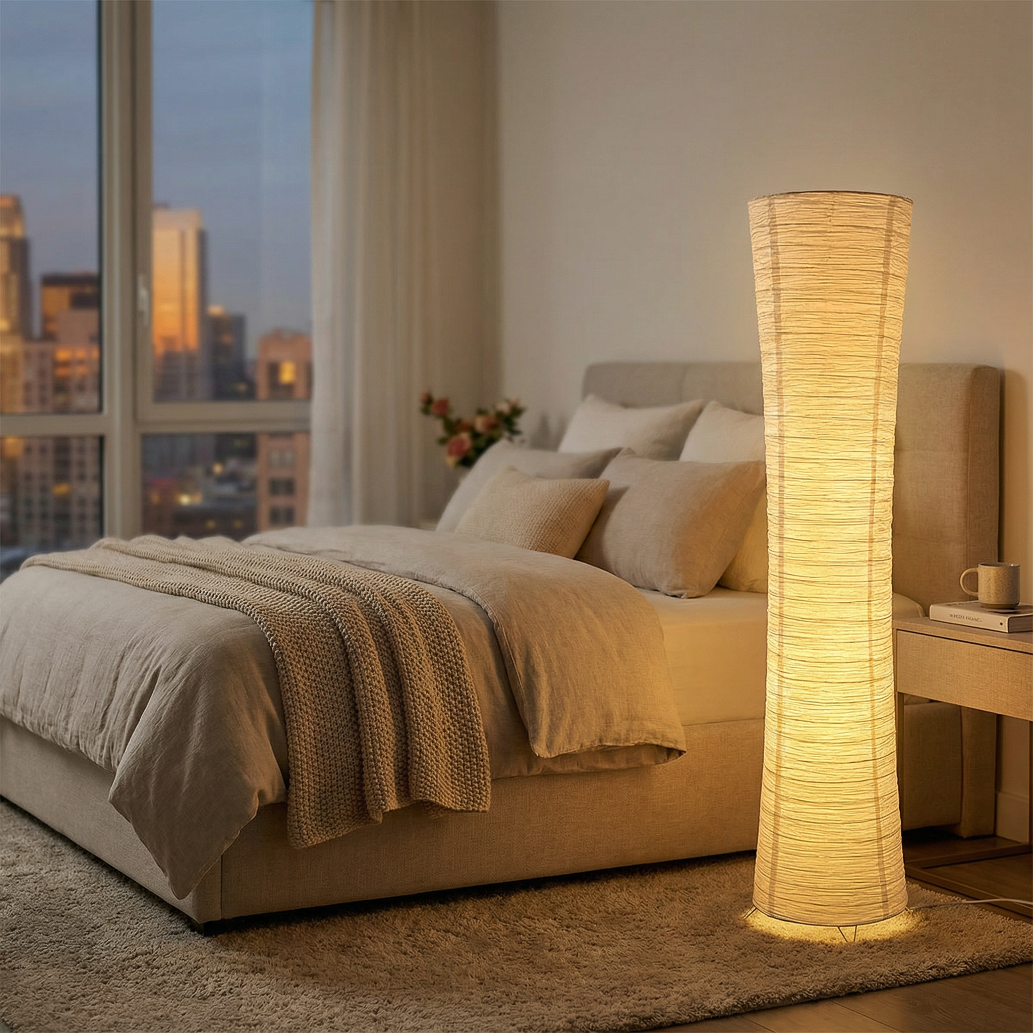 Lampadaire LED sculptural pour une ambiance chaleureuse dans le salon