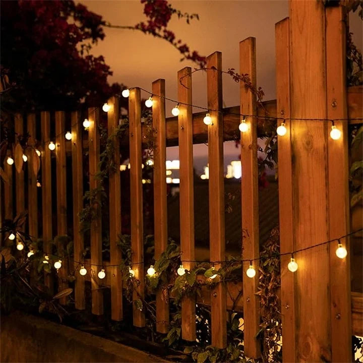 Solar LED Outdoor String Lights with Globe Bulbs