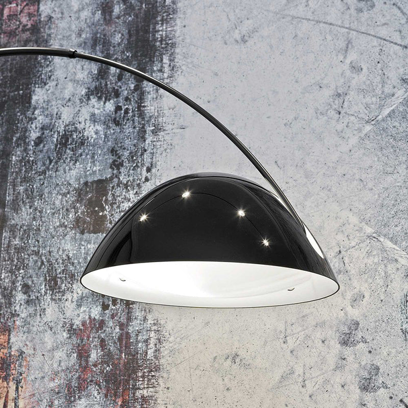 Black Metal Arc Floor Lamp with Round Base