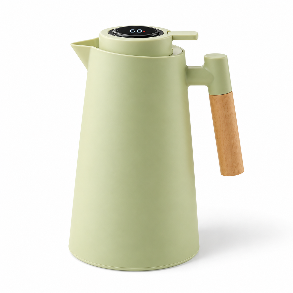 Thermos avec affichage de température LED et poignée en bois