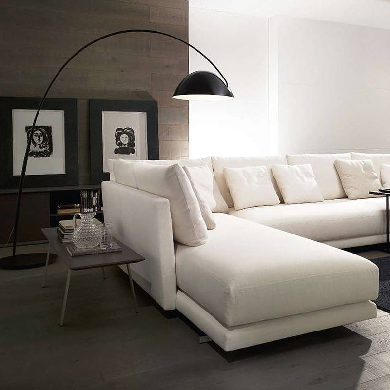 Black Metal Arc Floor Lamp with Round Base