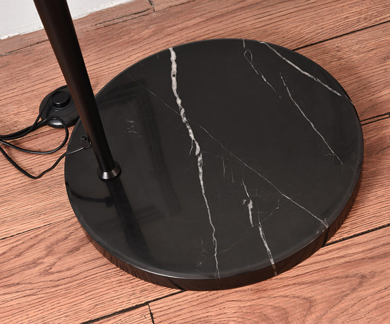 Black Metal Arc Floor Lamp with Round Base