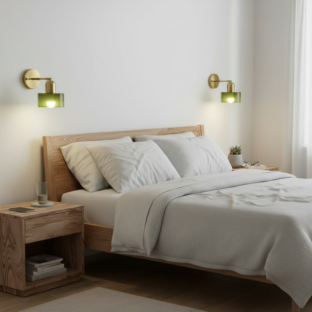 Bauhaus Wall Lamp with Colored Glass